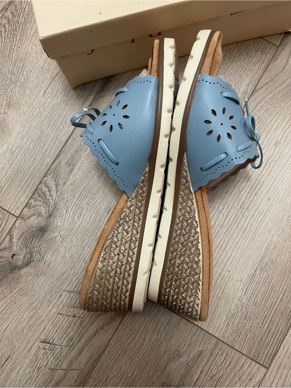 Women’s Sky Blue Espadrille Wedge Slide